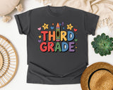 Third Grade Crayon Stars in Pepper Comfort Colors 1717 tee
