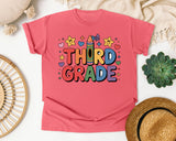 Third Grade Crayon Stars in Watermelon Comfort Colors 1717 tee
