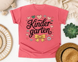 Kindergarten Script Bow in Watermelon Comfort Colors 1717 tee