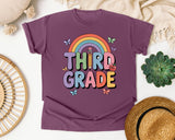 Third Grade Rainbow Butterfly in Berry Comfort Colors 1717 tee