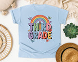 Third Grade Rainbow Butterfly in Chambray Comfort Colors 1717 tee