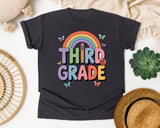 Third Grade Rainbow Butterfly in Graphite Comfort Colors 1717 tee
