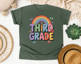 Third Grade Rainbow Butterfly in Moss Comfort Colors 1717 tee