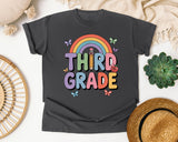 Third Grade Rainbow Butterfly in Pepper Comfort Colors 1717 tee