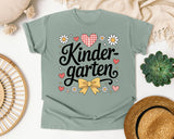Kindergarten Script Daisy Bow in Bay Comfort Colors 1717 tee