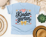 Kindergarten Script Daisy Bow in Chambray Comfort Colors 1717 tee