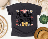 Kindergarten Script Daisy Bow in Graphite Comfort Colors 1717 tee