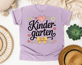 Kindergarten Script Daisy Bow in Orchid Comfort Colors 1717 tee
