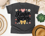 Kindergarten Script Daisy Bow in Pepper Comfort Colors 1717 tee
