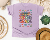 Second Grade Pencil Bow in Orchid Comfort Colors 1717 tee