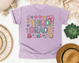 Third Grade Bow Doodles in Orchid Comfort Colors 1717 tee