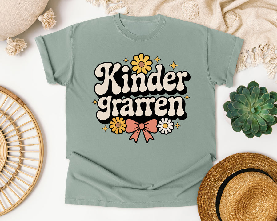 Kindergarten Retro Daisy in Bay Comfort Colors 1717 tee