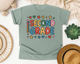 Second Grade Pencil Stars in Bay Comfort Colors 1717 tee