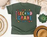 Second Grade Pencil Stars in Moss Comfort Colors 1717 tee