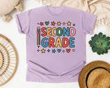 Second Grade Pencil Stars in Orchid Comfort Colors 1717 tee