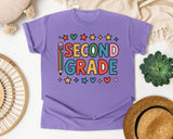 Second Grade Pencil Stars in Violet Comfort Colors 1717 tee