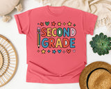 Second Grade Pencil Stars in Watermelon Comfort Colors 1717 tee