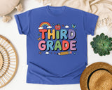 Third Grade Rainbow Apple in Flo Blue Comfort Colors 1717 tee