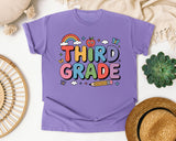 Third Grade Rainbow Apple in Violet Comfort Colors 1717 tee