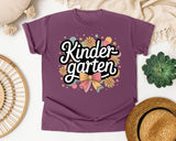 Kindergarten Script Flowers in Berry Comfort Colors 1717 tee
