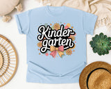 Kindergarten Script Flowers in Chambray Comfort Colors 1717 tee