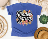 Kindergarten Script Flowers in Flo Blue Comfort Colors 1717 tee