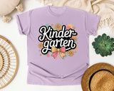 Kindergarten Script Flowers in Orchid Comfort Colors 1717 tee
