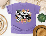 Kindergarten Script Flowers in Violet Comfort Colors 1717 tee