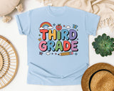 Third Grade Rainbow Clouds in Chambray Comfort Colors 1717 tee
