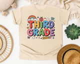 Third Grade Rainbow Clouds in Ivory Comfort Colors 1717 tee