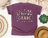 Third Grade Pencil Books in Berry Comfort Colors 1717 tee