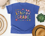 Third Grade Pencil Books in Flo Blue Comfort Colors 1717 tee