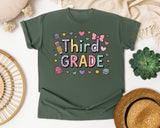 Third Grade Pencil Books in Moss Comfort Colors 1717 tee
