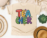 Teacher Bright Block Letters in Ivory Comfort Colors 1717 tee
