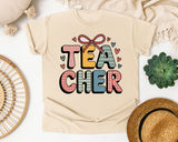 Teacher Bow Patterned in Ivory Comfort Colors 1717 tee
