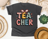 Teacher Bow Patterned in Pepper Comfort Colors 1717 tee