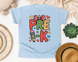 Pre-K Pencil Bow Hearts in Chambray Comfort Colors 1717 tee