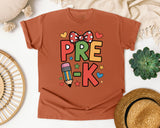 Pre-K Pencil Bow Hearts in Yam Comfort Colors 1717 tee
