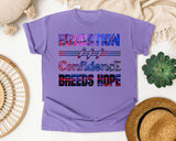 Education Confidence Breeds Hope in Violet Comfort Colors 1717 tee