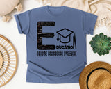 Education Hope Breeds Peace in Blue Jean Comfort Colors 1717 tee