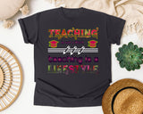 Teaching Is A Lifestyle Colorful in Graphite Comfort Colors 1717 tee