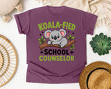 Koala-fied School Counselor in Berry Comfort Colors 1717 tee