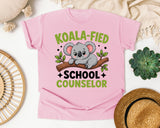 Koala-fied School Counselor in Blossom Comfort Colors 1717 tee