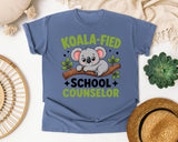 Koala-fied School Counselor in Blue Jean Comfort Colors 1717 tee