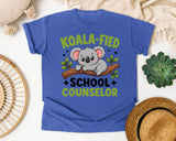 Koala-fied School Counselor in Flo Blue Comfort Colors 1717 tee
