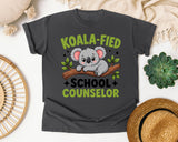 Koala-fied School Counselor in Pepper Comfort Colors 1717 tee