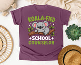 Koala-fied School Counselor Light Print in Berry Comfort Colors 1717 tee