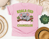 Koala-fied School Counselor Light Print in Blossom Comfort Colors 1717 tee