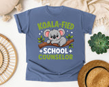 Koala-fied School Counselor Light Print in Blue Jean Comfort Colors 1717 tee