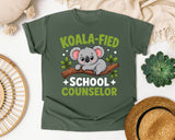Koala-fied School Counselor Light Print in Moss Comfort Colors 1717 tee